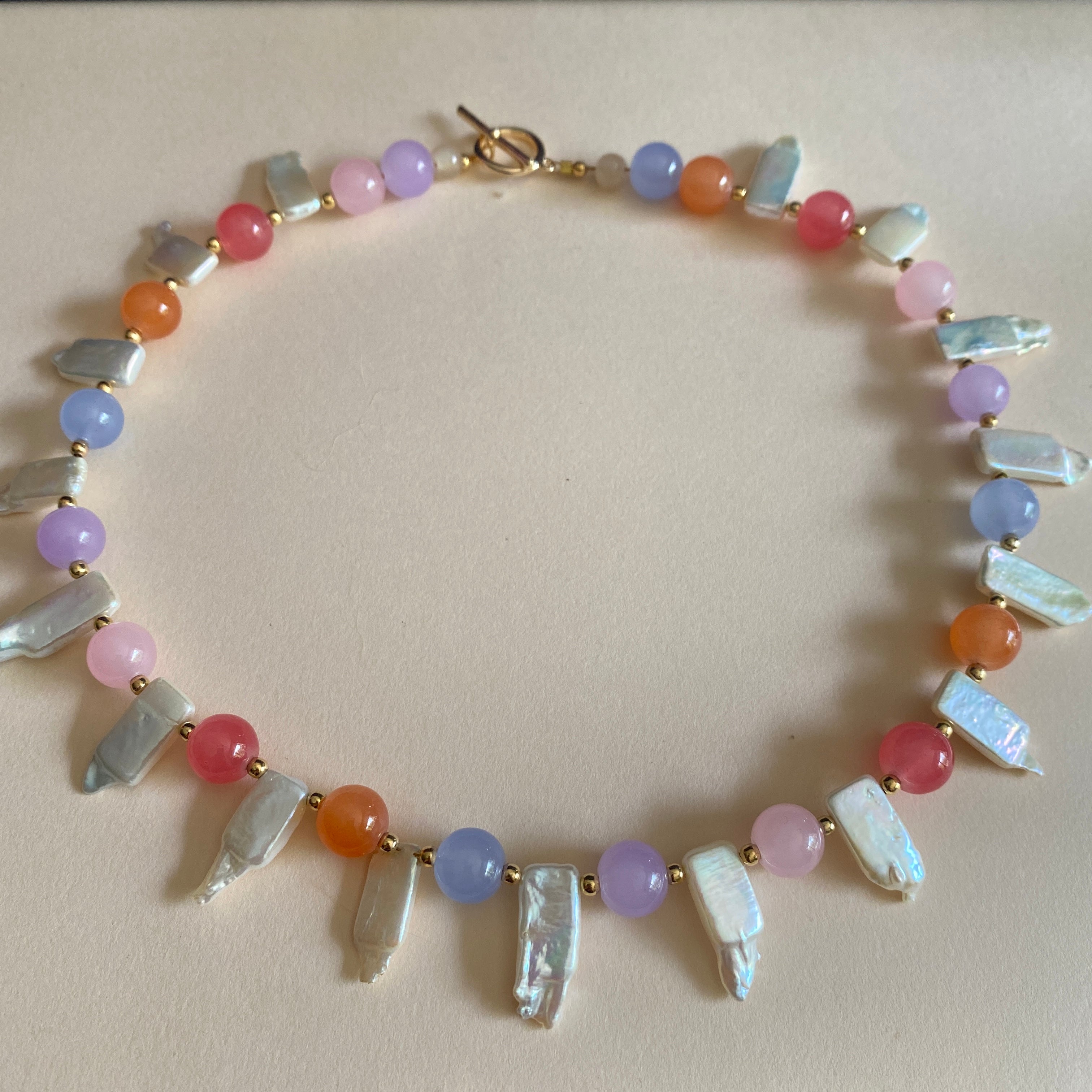 neutral rainbow necklace