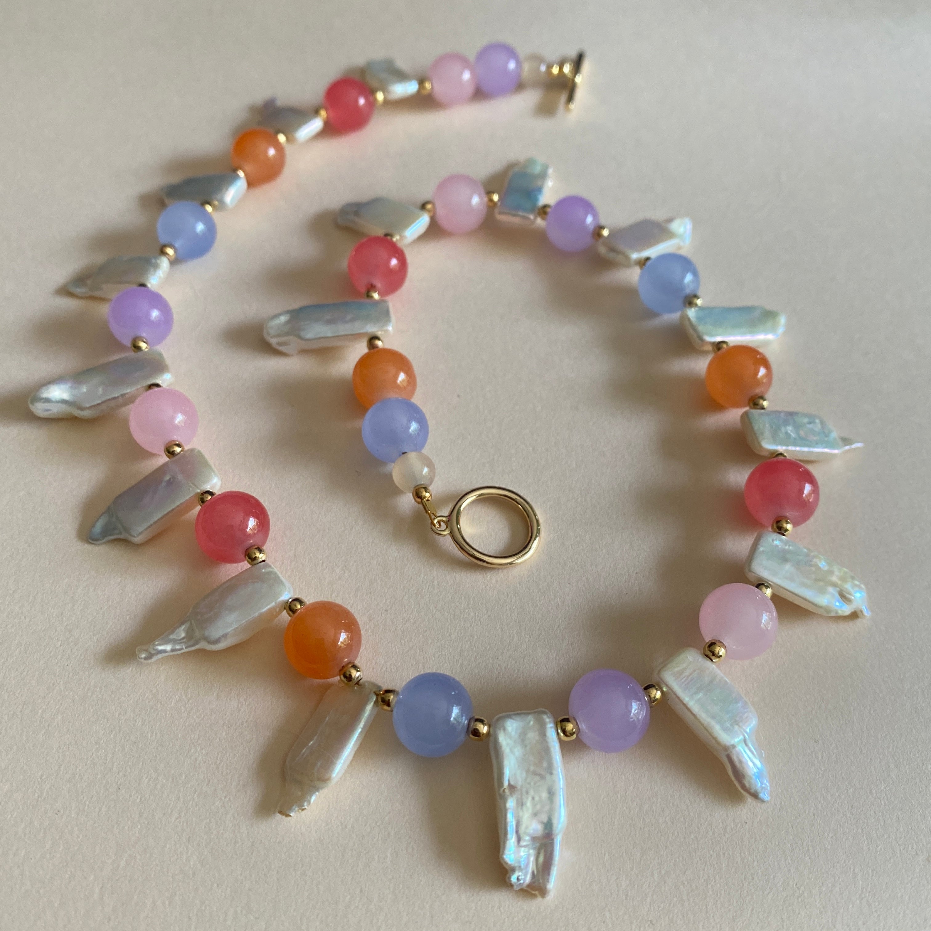 neutral rainbow necklace